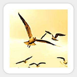 Birds flying in the sky, 2, bird, birds, seagull, seagulls, swan, waterfowl, swan, sky, freedom, summer, spring, nature, Sticker